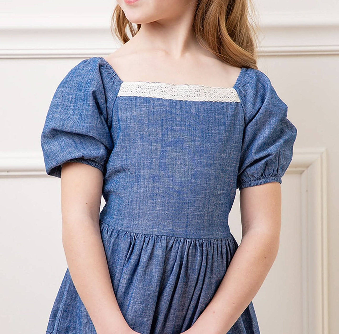 Hope Crochet Trim Organic Chambray Dress