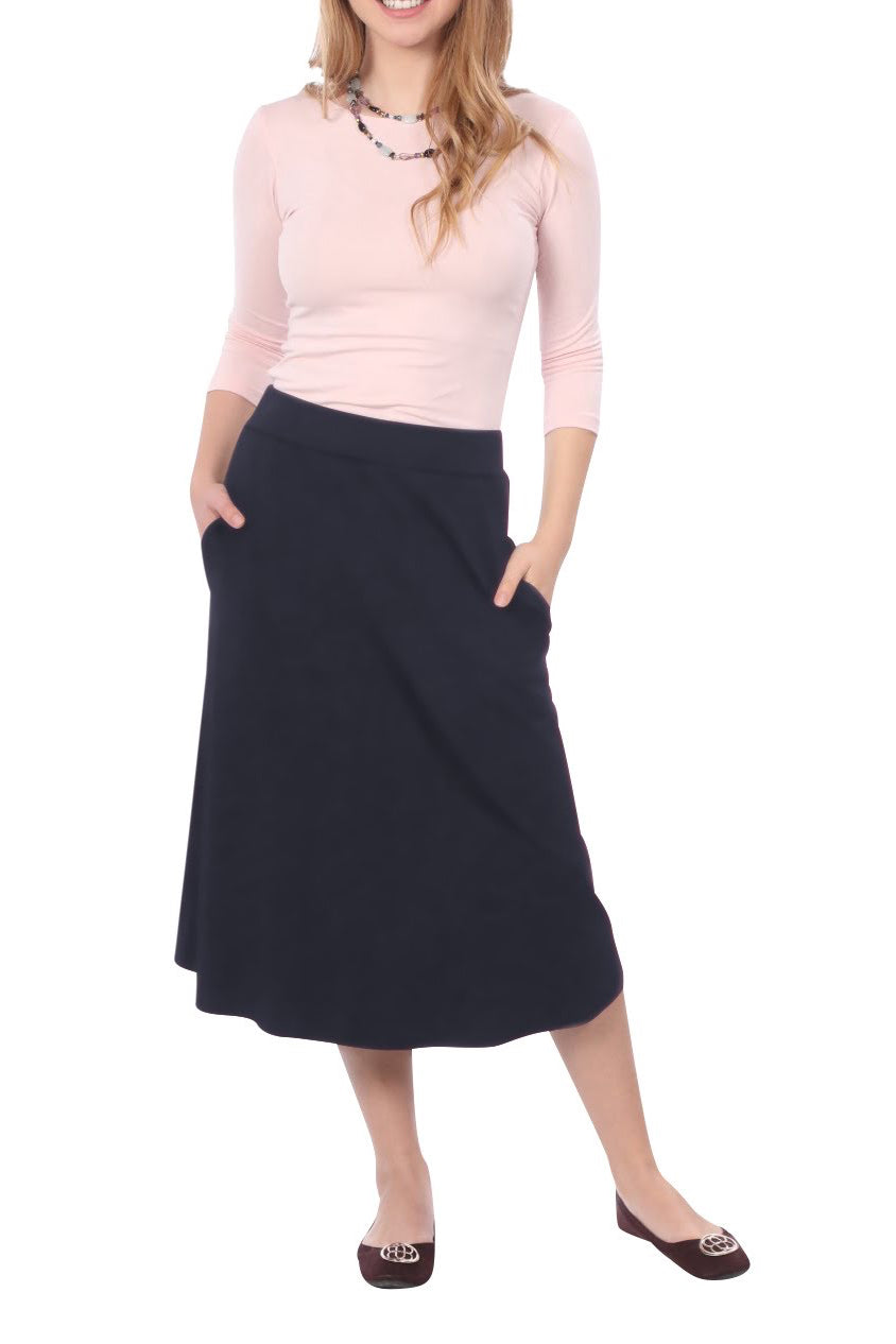 Lydia The Perfect A-Line Midi Skirt with Pockets