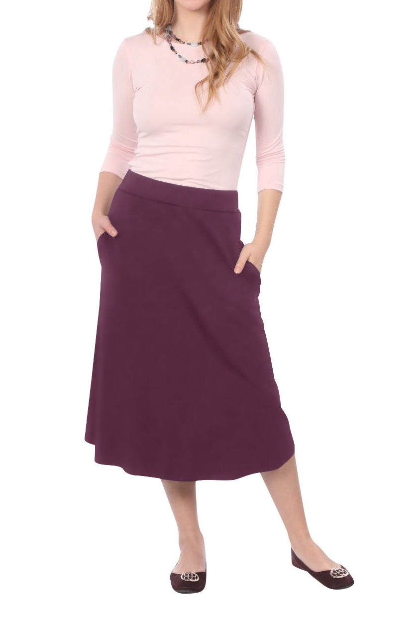 Lydia The Perfect A-Line Midi Skirt with Pockets