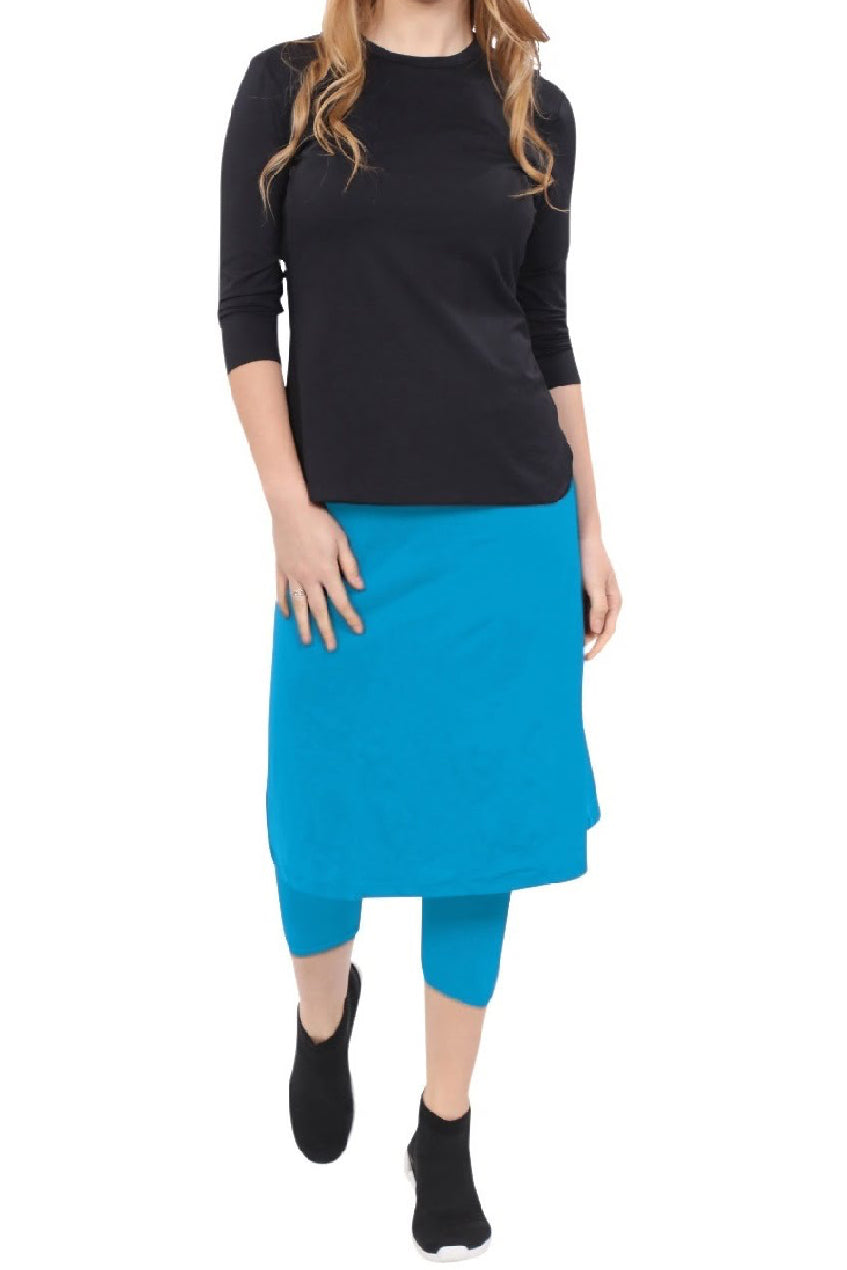 Tabitha Modest Swim and Sports Midi Skirt with Attached Leggings - UPF 50 Protection