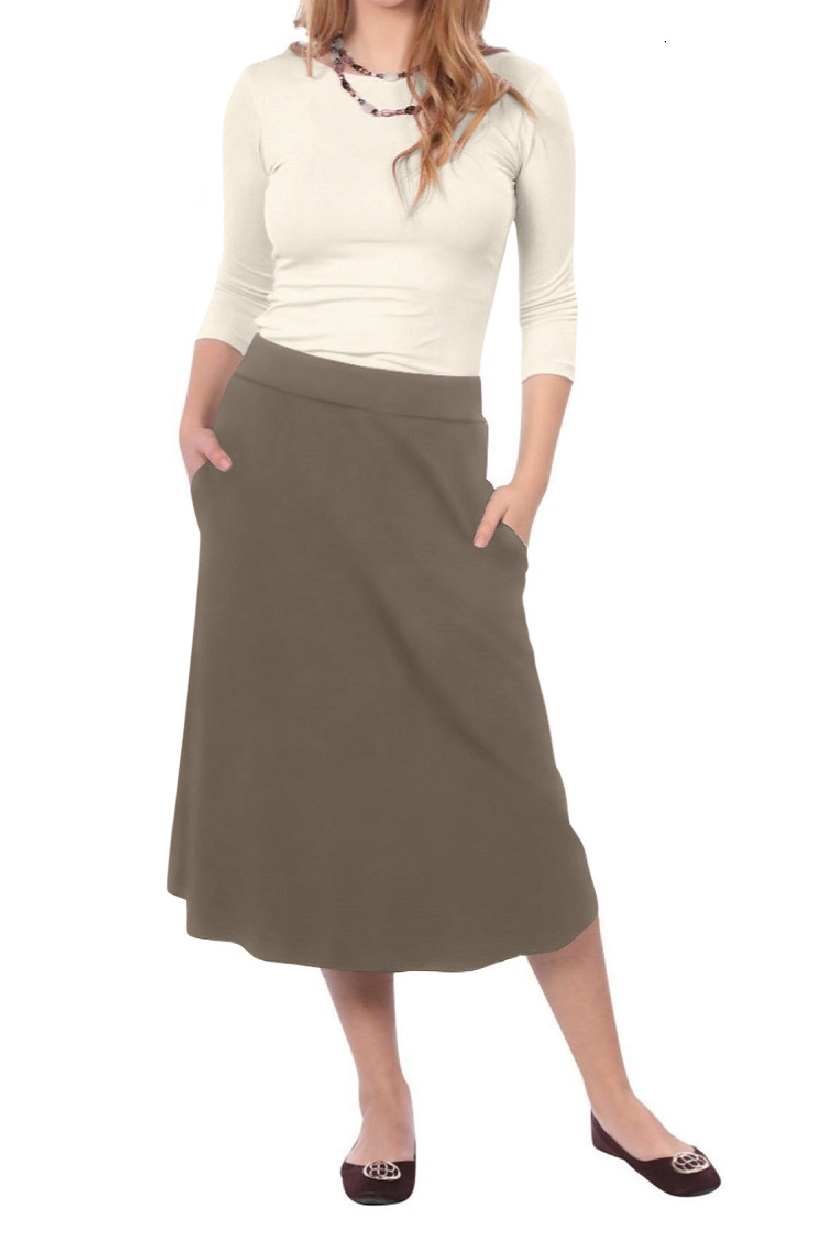 Lydia The Perfect A-Line Midi Skirt with Pockets