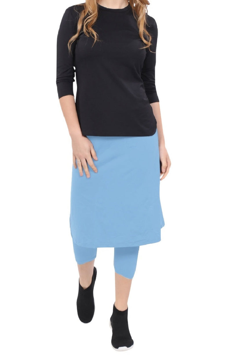 Tabitha Modest Swim and Sports Midi Skirt with Attached Leggings - UPF 50 Protection