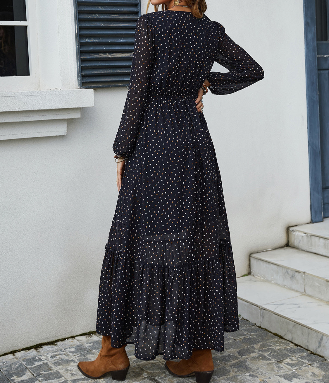 Embroidered Long Sleeve Dress