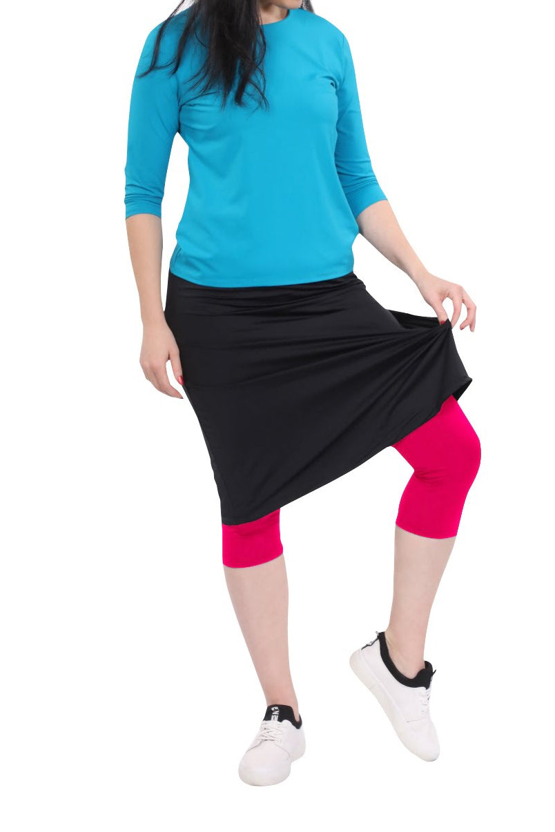 Tabitha Modest Swim and Sports Midi Skirt with Attached Leggings - UPF 50 Protection