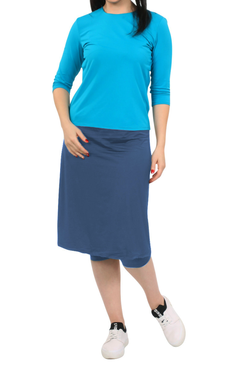 Tabitha Modest Swim and Sports Midi Skirt with Attached Leggings - UPF 50 Protection