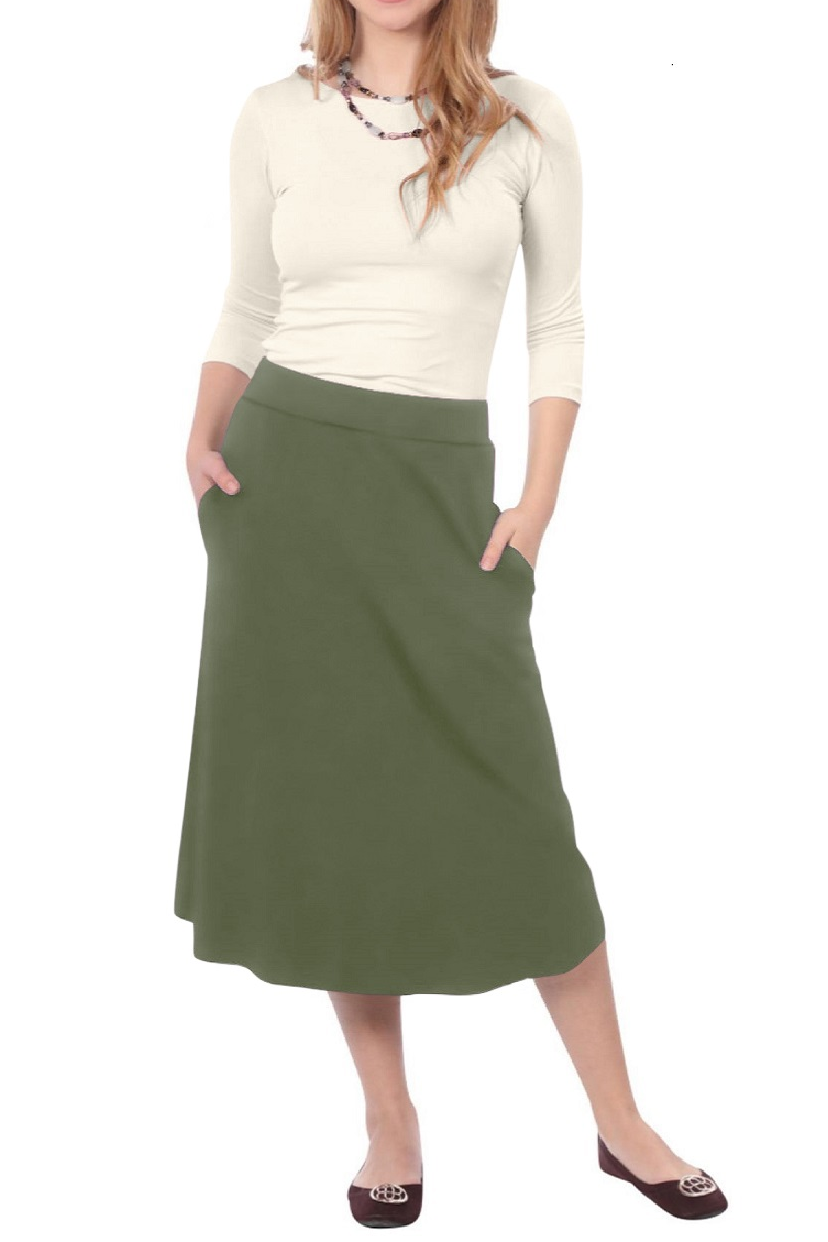 Lydia The Perfect A-Line Midi Skirt with Pockets