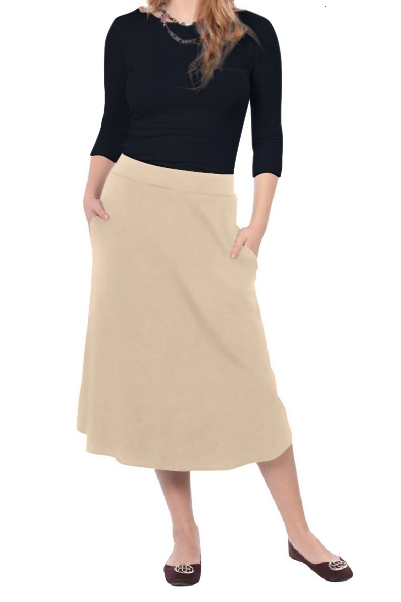 Lydia The Perfect A-Line Midi Skirt with Pockets