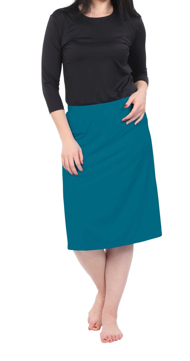 Evie Modest Knee Length Swim, and Sports Skirt with UPF 50+ UV protection