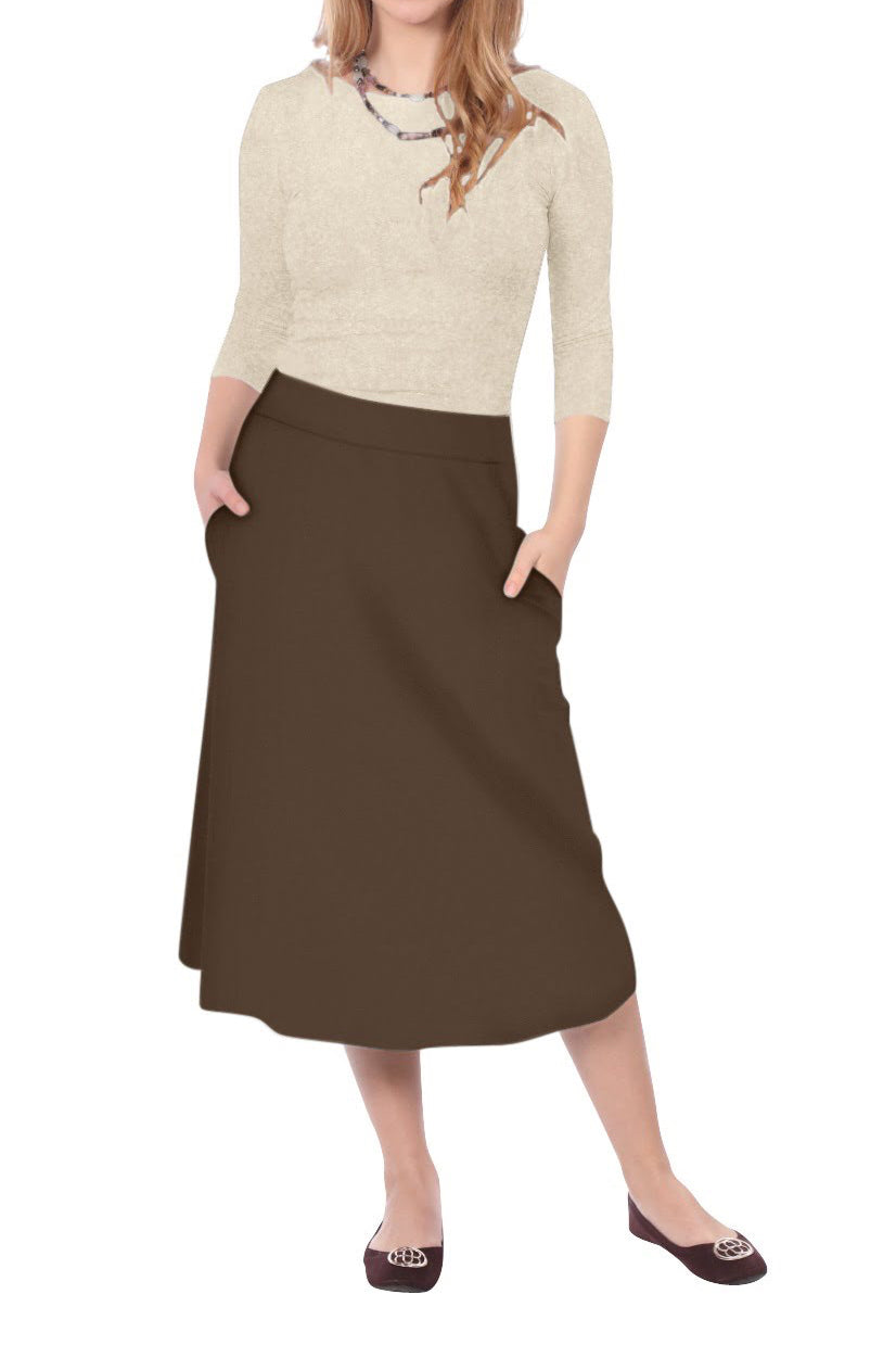 Lydia The Perfect A-Line Midi Skirt with Pockets