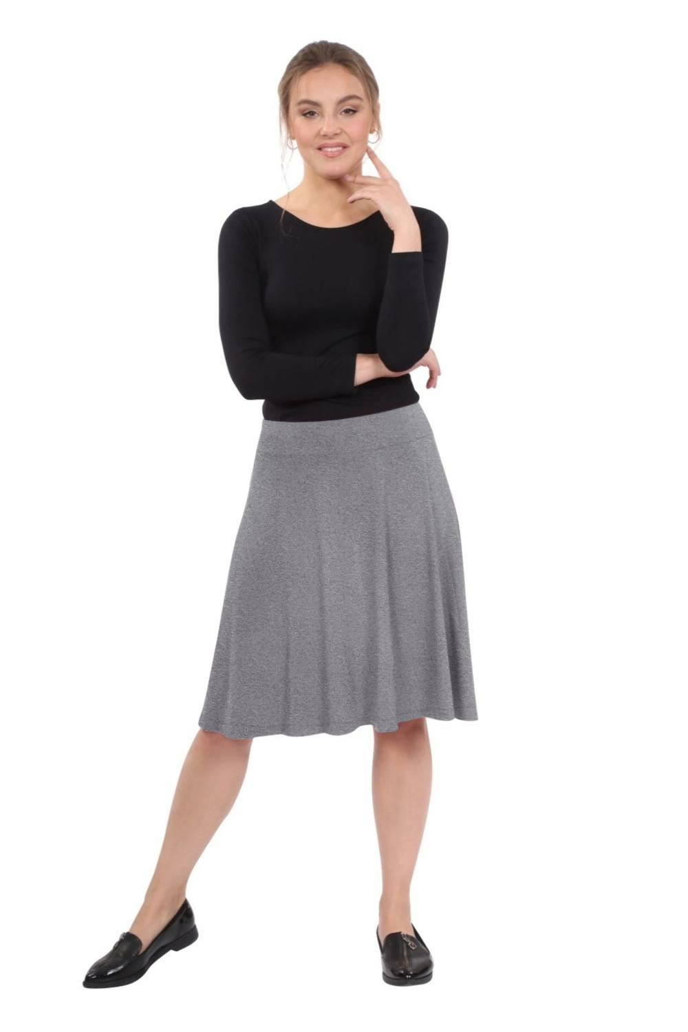 Terra Knee Length A-Line Skater Skirt with Full Elastic Waist