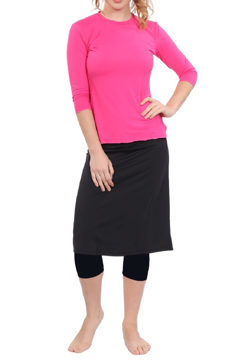 Tabitha Modest Swim and Sports Midi Skirt with Attached Leggings - UPF 50 Protection
