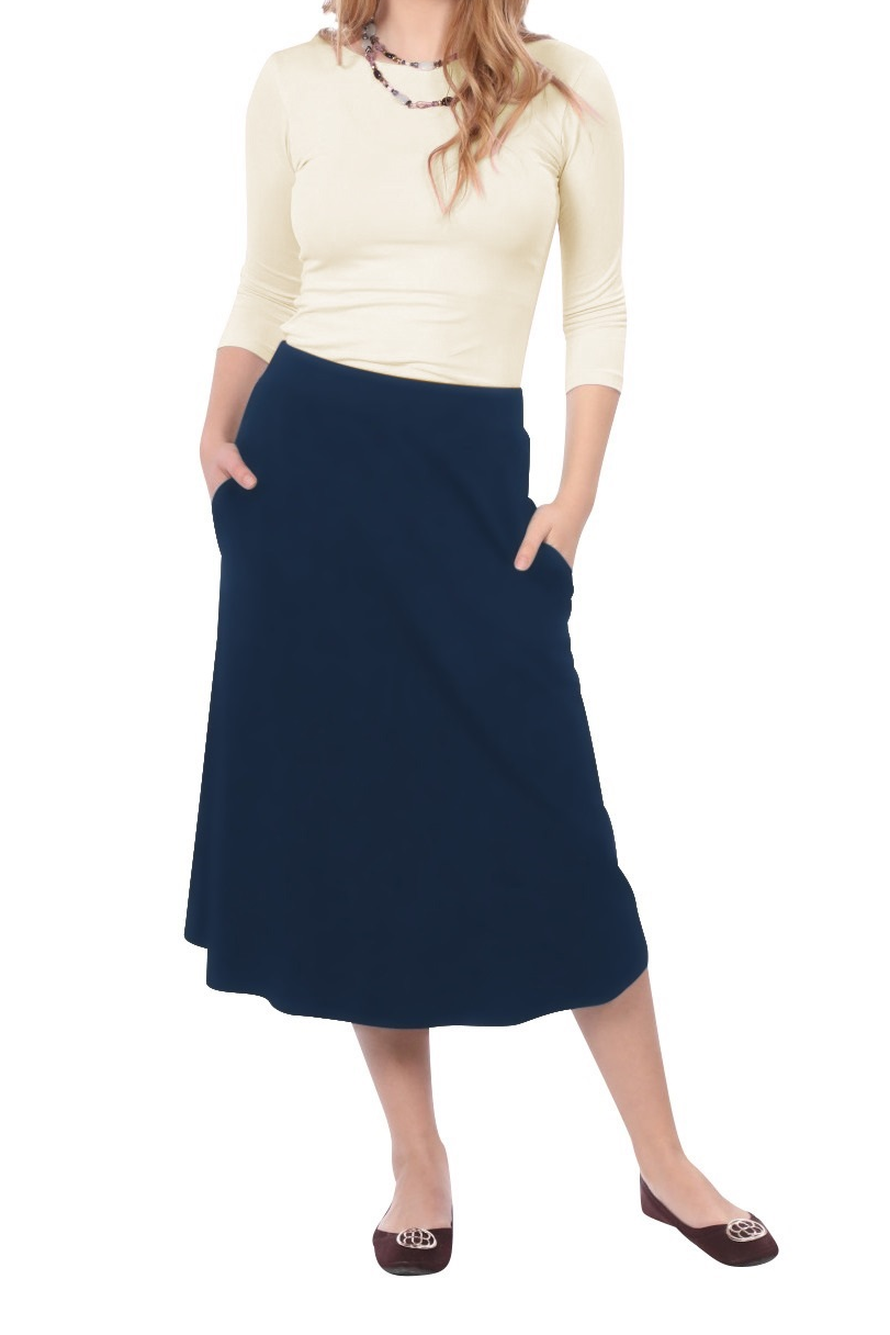 Lydia The Perfect A-Line Midi Skirt with Pockets
