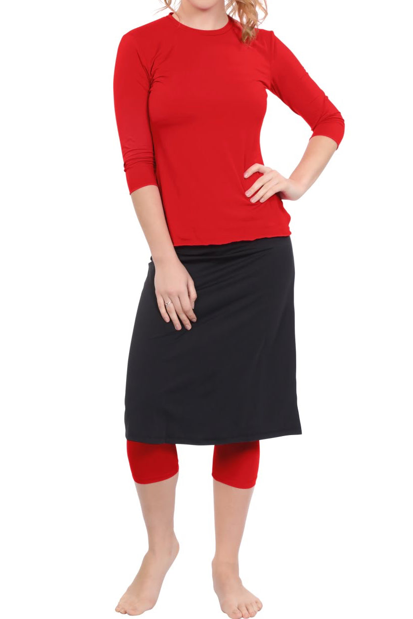 Tabitha Modest Swim and Sports Midi Skirt with Attached Leggings - UPF 50 Protection