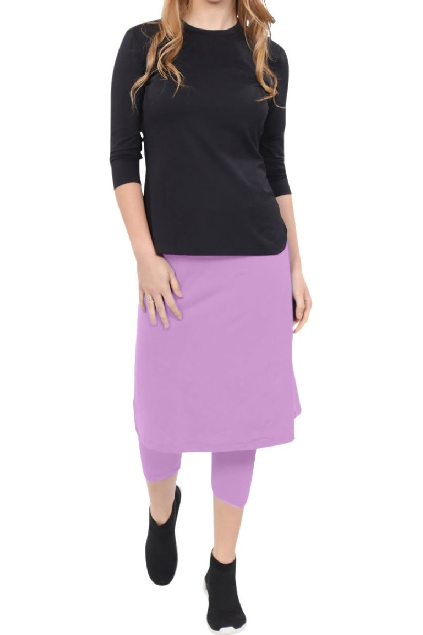 Tabitha Modest Swim and Sports Midi Skirt with Attached Leggings - UPF 50 Protection
