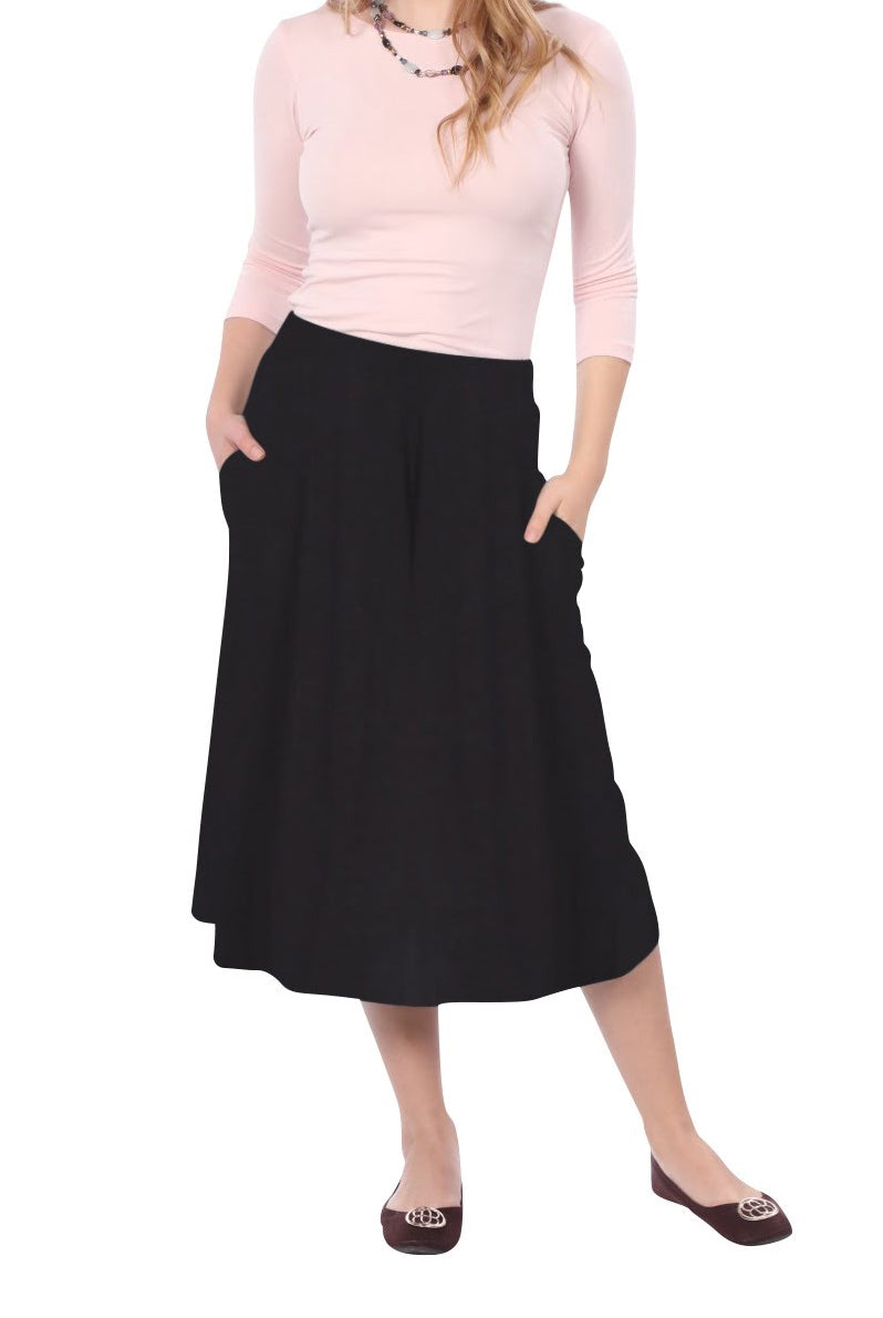 Lydia The Perfect A-Line Midi Skirt with Pockets