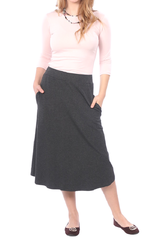 Lydia The Perfect A-Line Midi Skirt with Pockets