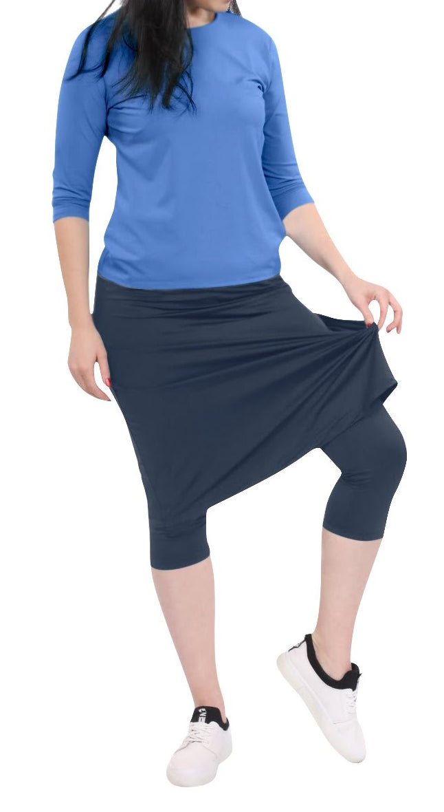 Tabitha Modest Swim and Sports Midi Skirt with Attached Leggings - UPF 50 Protection