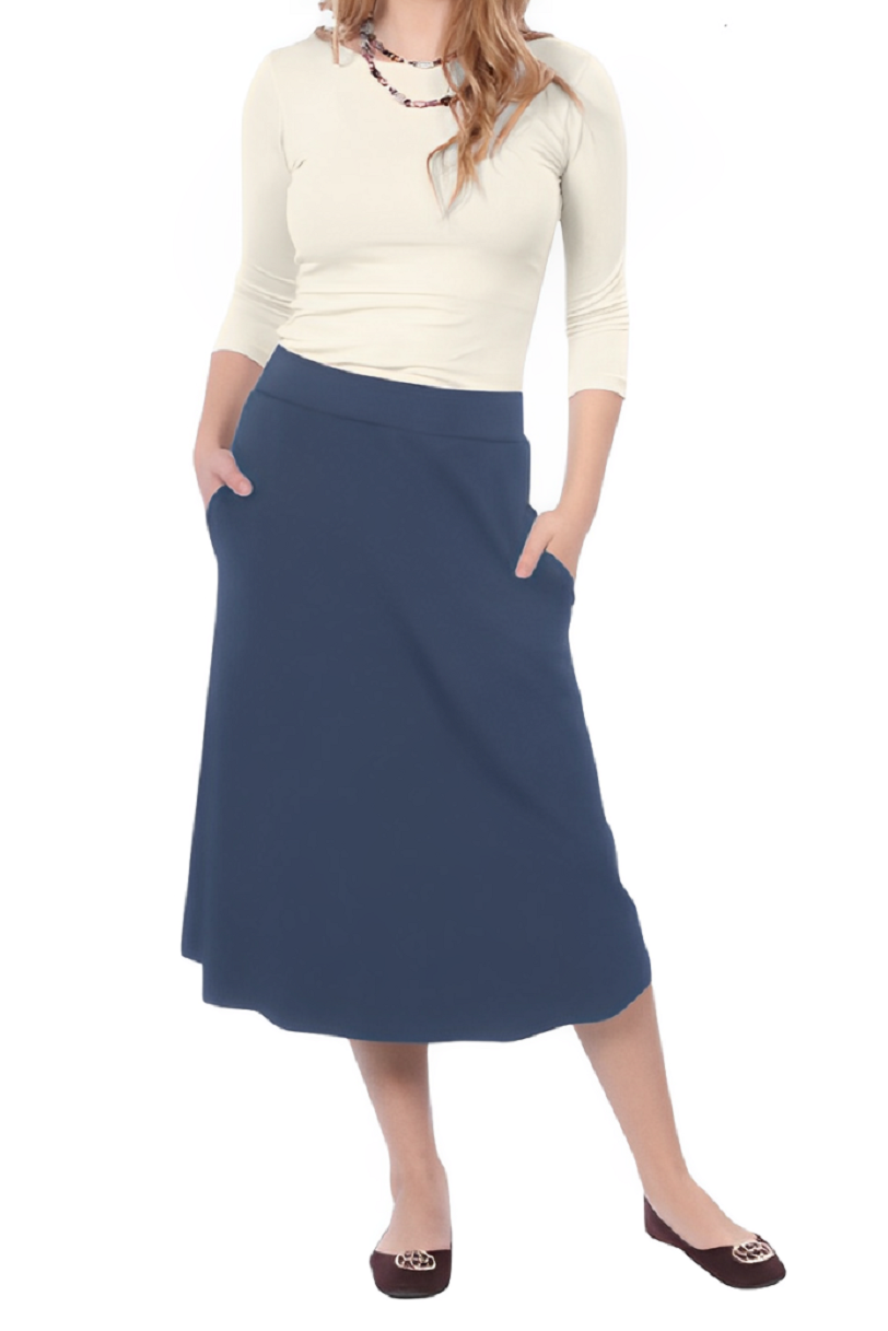 Lydia The Perfect A-Line Midi Skirt with Pockets