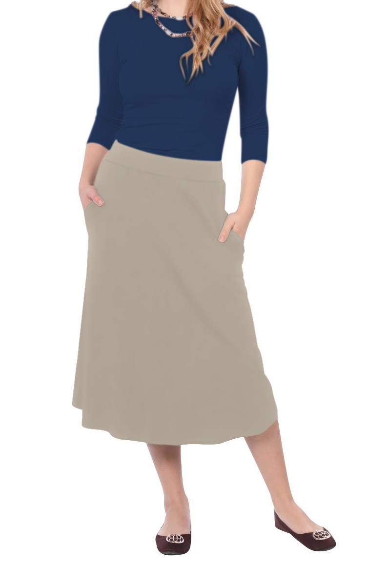 Lydia The Perfect A-Line Midi Skirt with Pockets