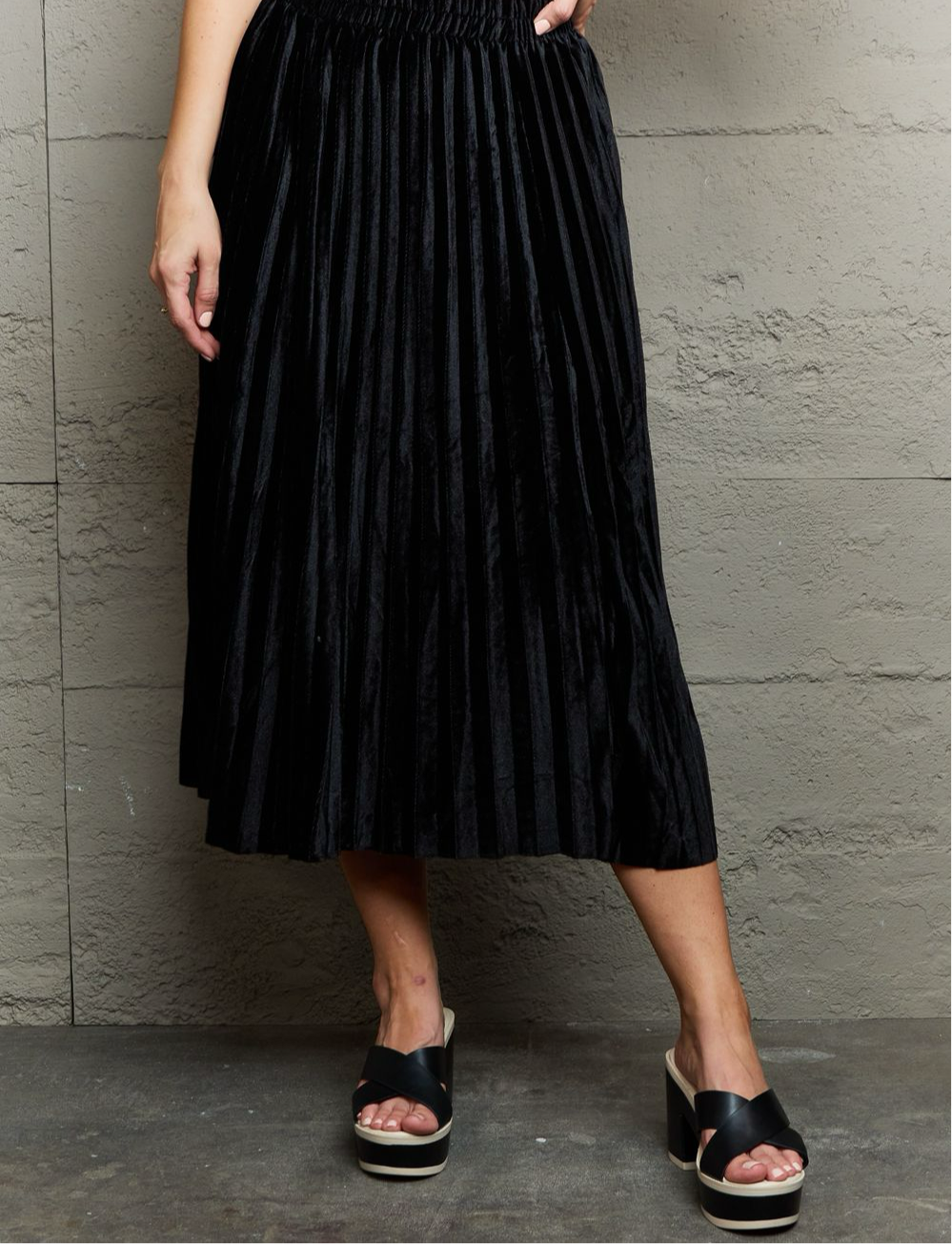 Midi Skirt Accordion Pleated