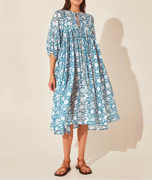 Floral Lantern Sleeve Dress