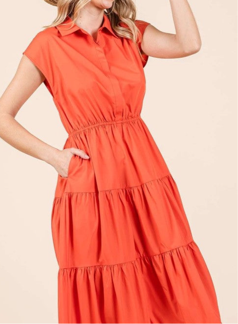 Evelyn Button Up Collared Maxi Shirt Dress