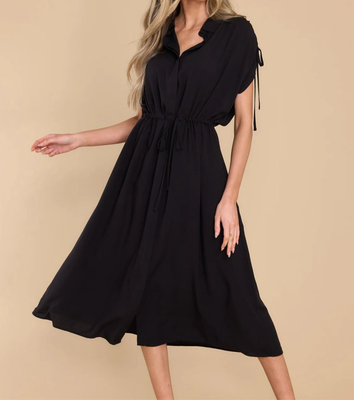Florence Collared Short Sleeve Midi Dress