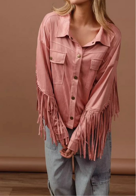 Dottie Suede Fringe Long Sleeve Jacket
