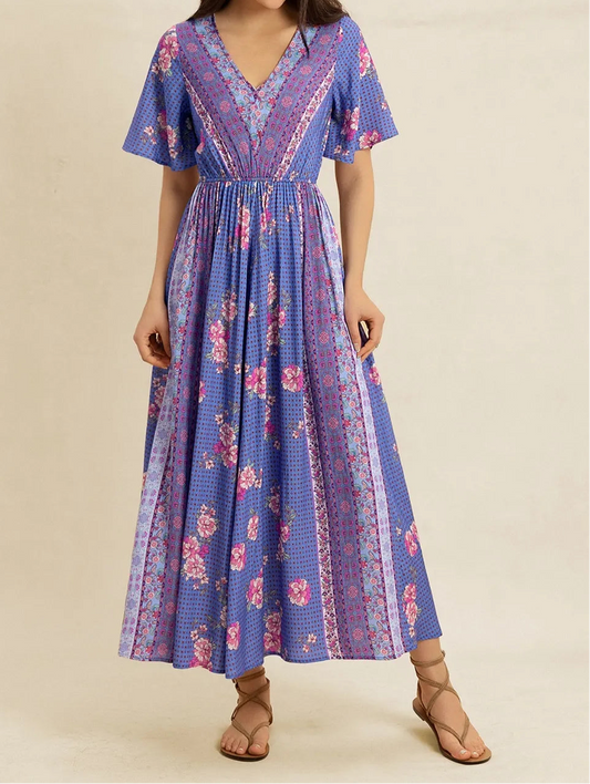Bonnie Printed Short Sleeve Midi Dress