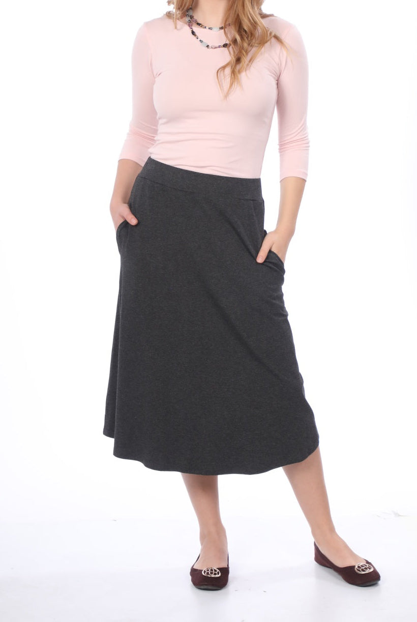 Lydia The Perfect A-Line Midi Skirt with Pockets