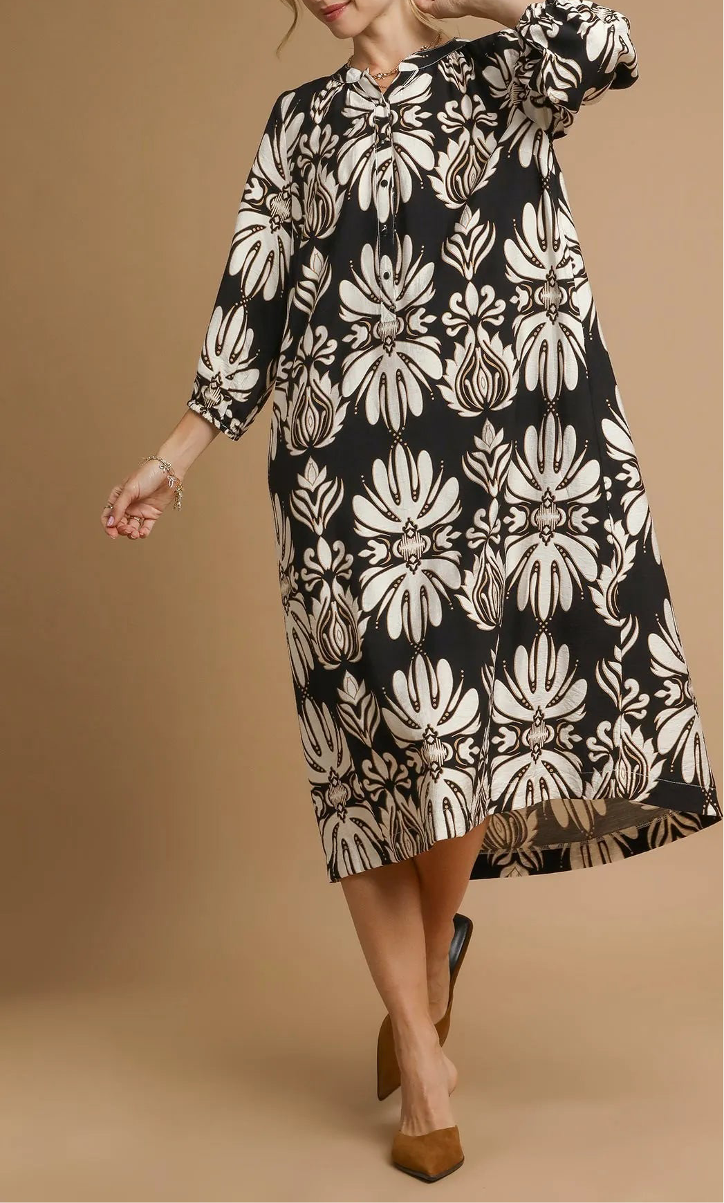 Belinda Mix Abstract Floral Print Midi Dress