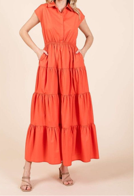 Evelyn Button Up Collared Maxi Shirt Dress