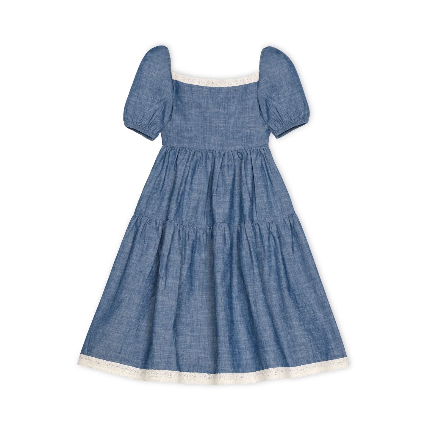 Hope Crochet Trim Organic Chambray Dress