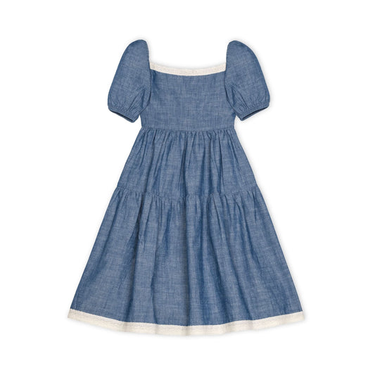 Hope Crochet Trim Organic Chambray Dress