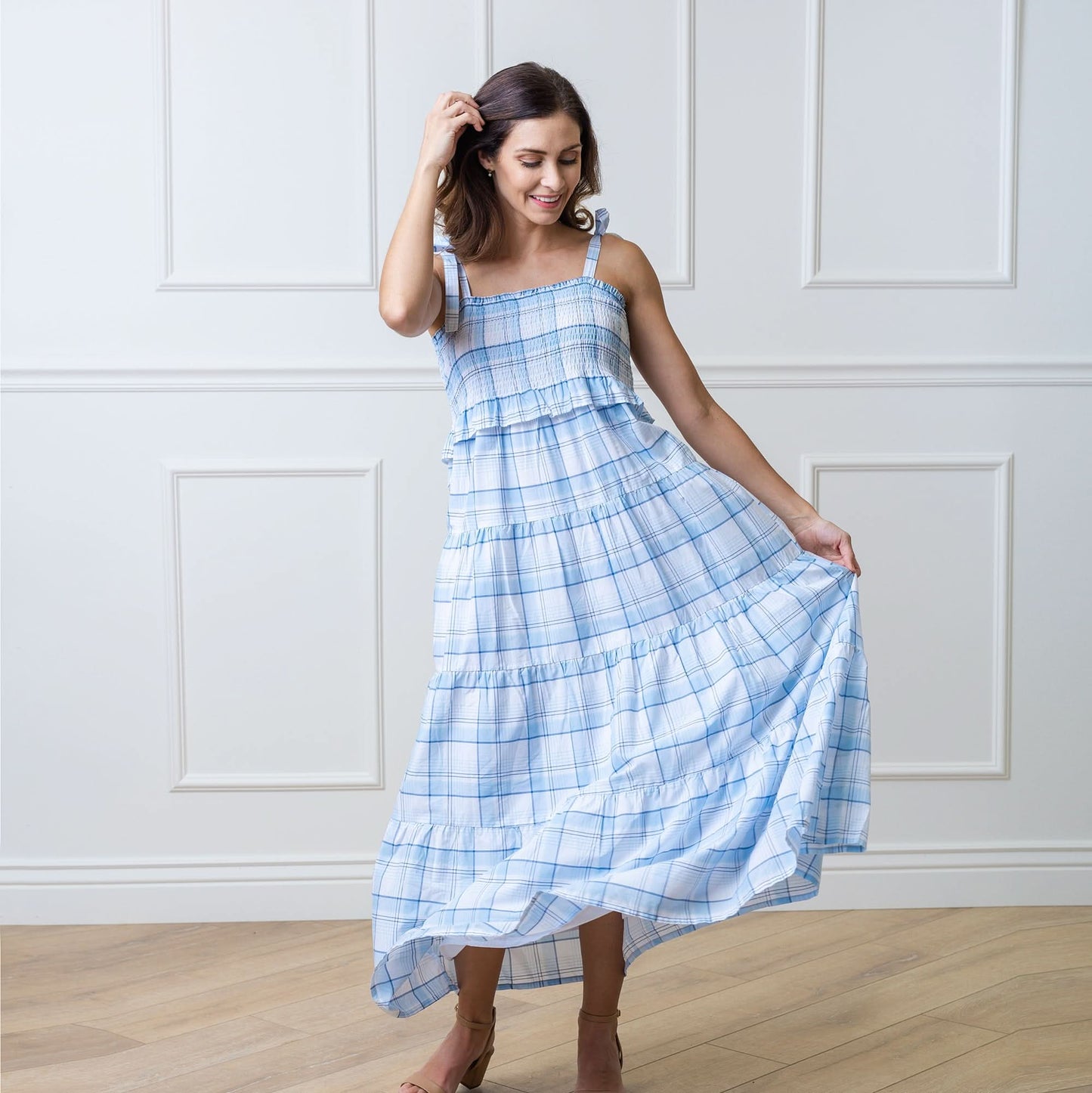 Agatha Smocked Tiered Organic Dress