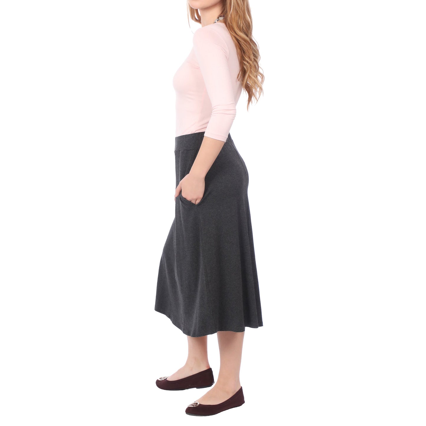 Lydia The Perfect A-Line Midi Skirt with Pockets