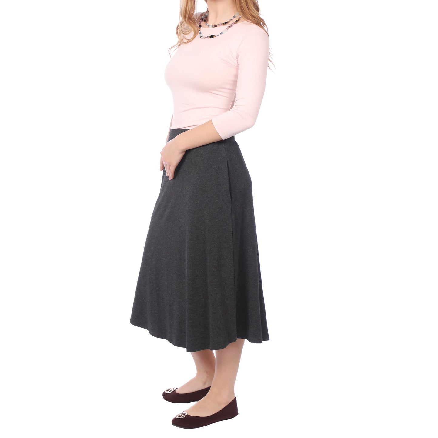 Lydia The Perfect A-Line Midi Skirt with Pockets