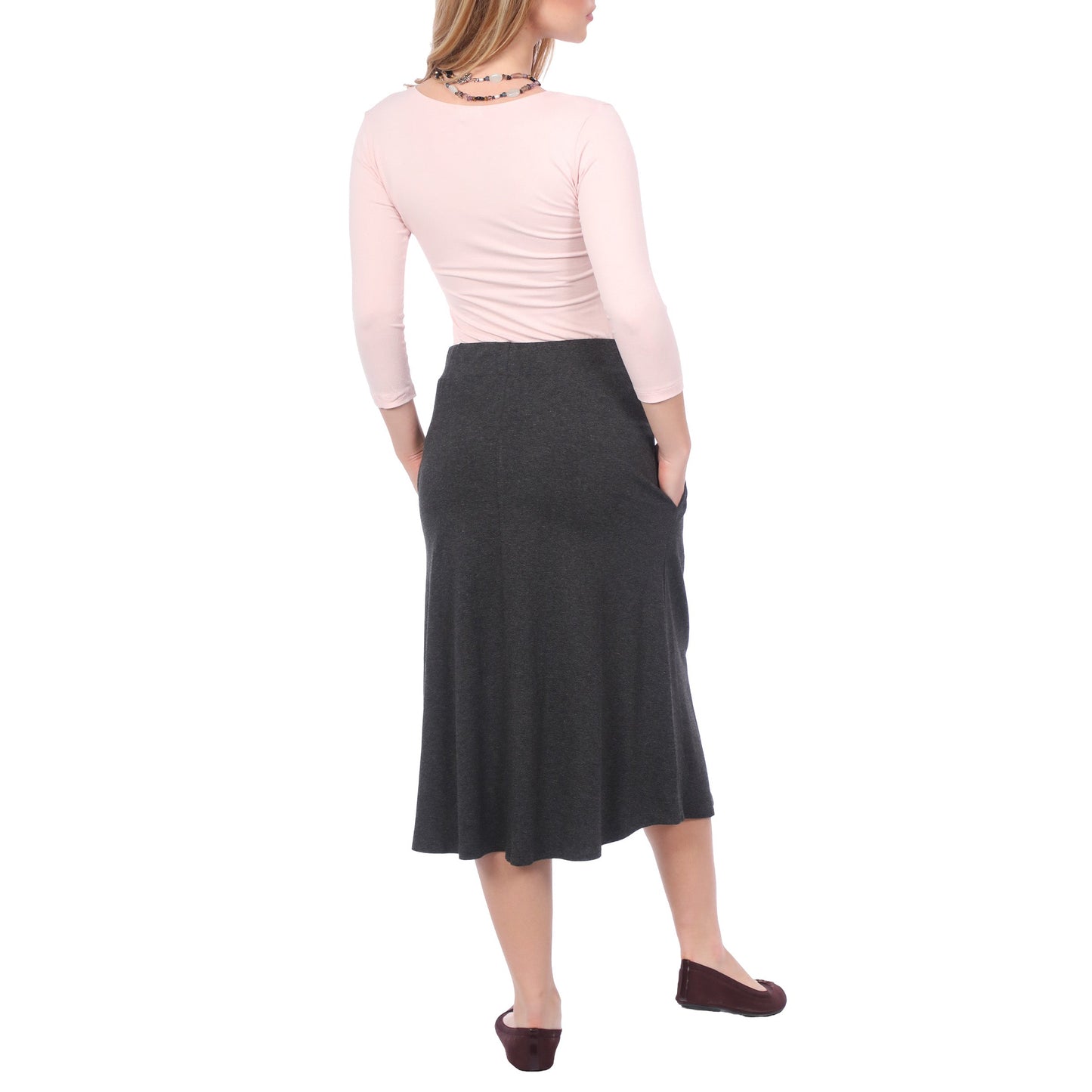 Lydia The Perfect A-Line Midi Skirt with Pockets