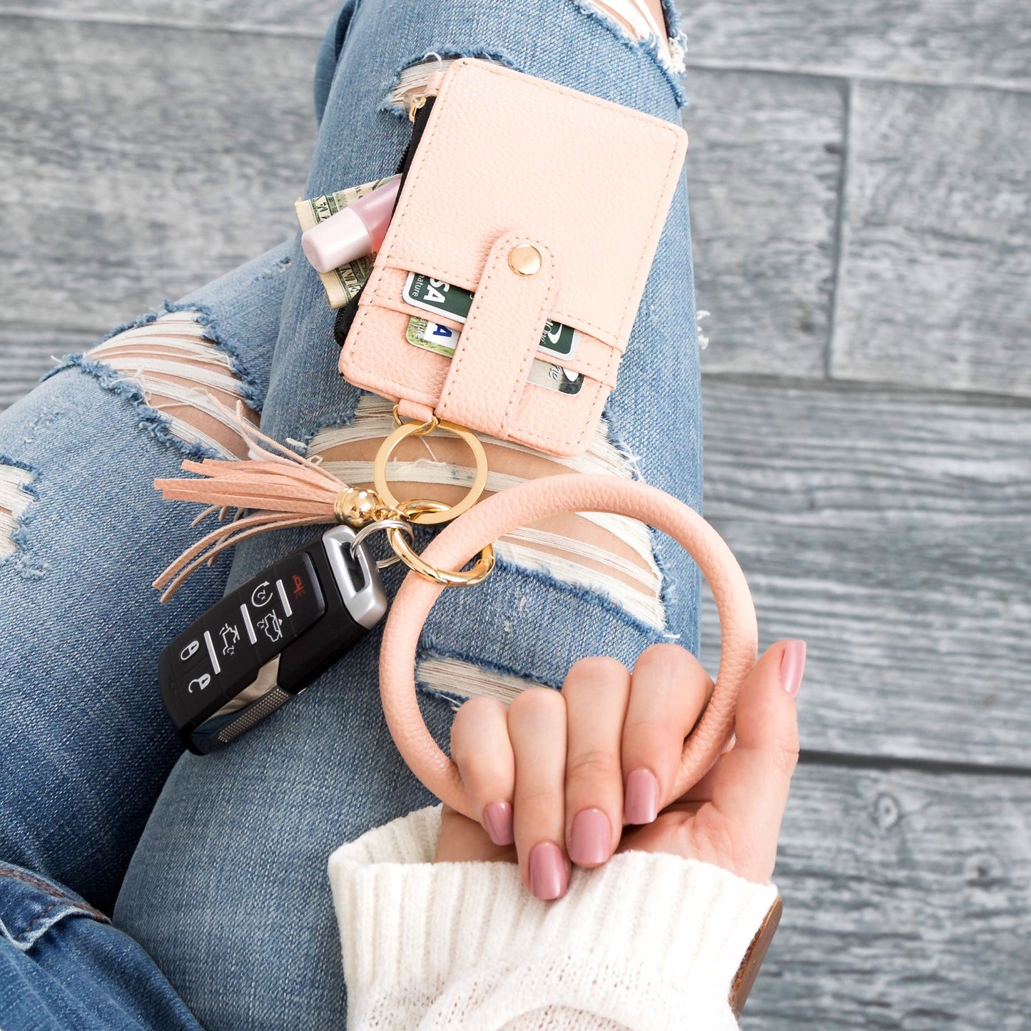 Frankie Key Ring ID Wallet Zip Bracelet