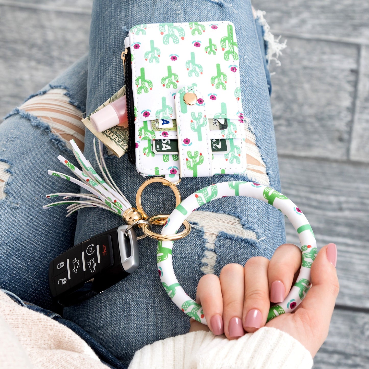 Frankie Key Ring ID Wallet Zip Bracelet