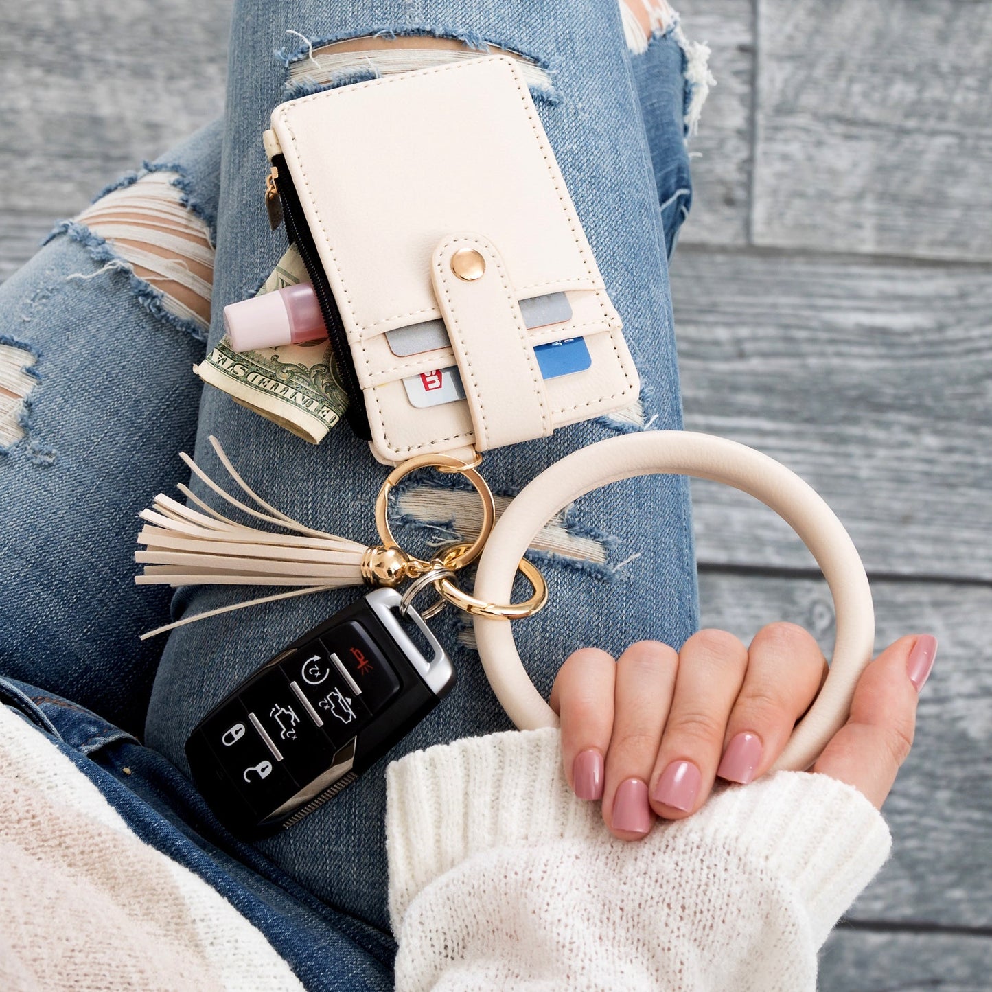Frankie Key Ring ID Wallet Zip Bracelet
