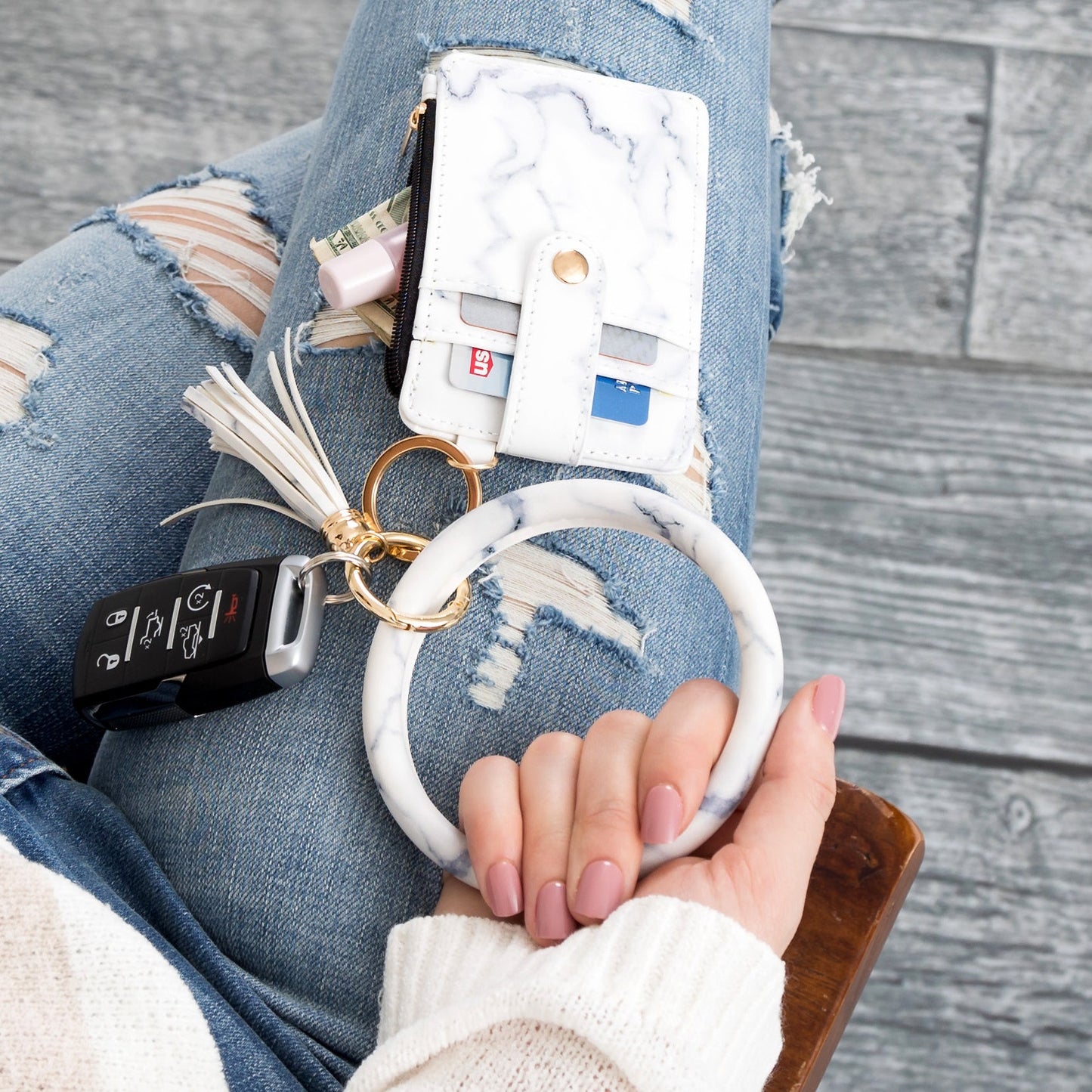 Frankie Key Ring ID Wallet Zip Bracelet