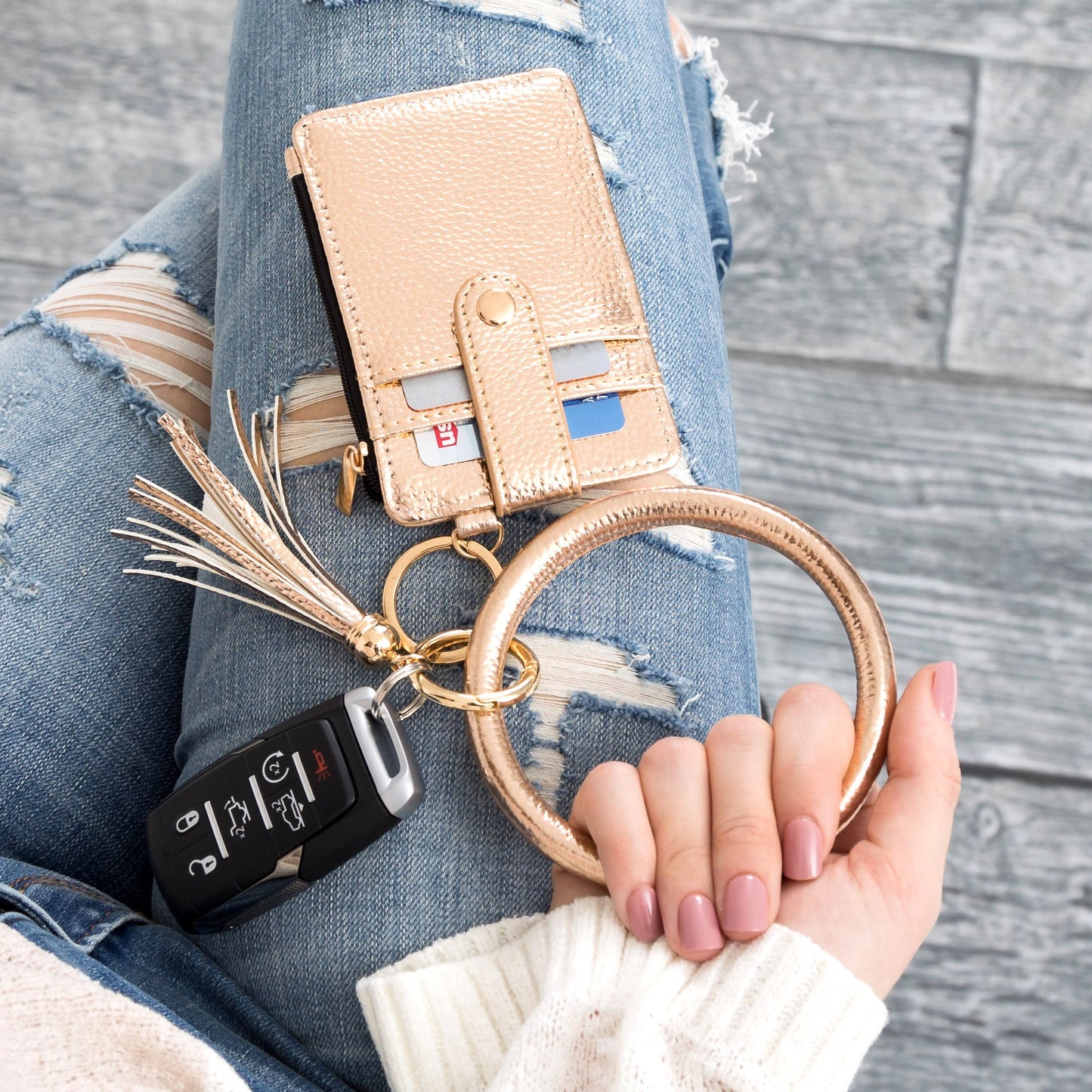 Frankie Key Ring ID Wallet Zip Bracelet