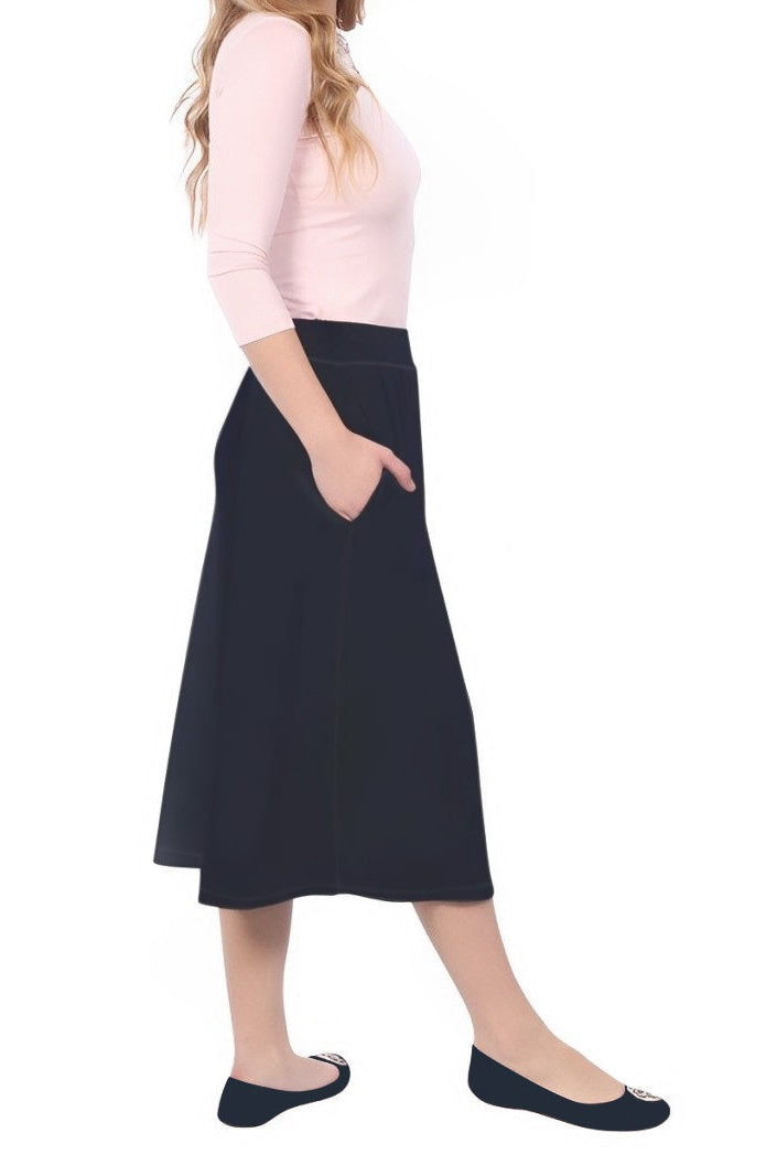 Lydia The Perfect A-Line Midi Skirt with Pockets