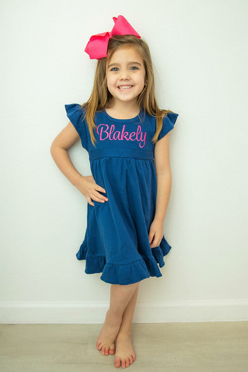 Lyla Girls Ruffled Dress with Tie