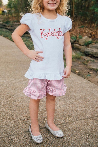 Kara Girls Ruffled Seersucker Shorties