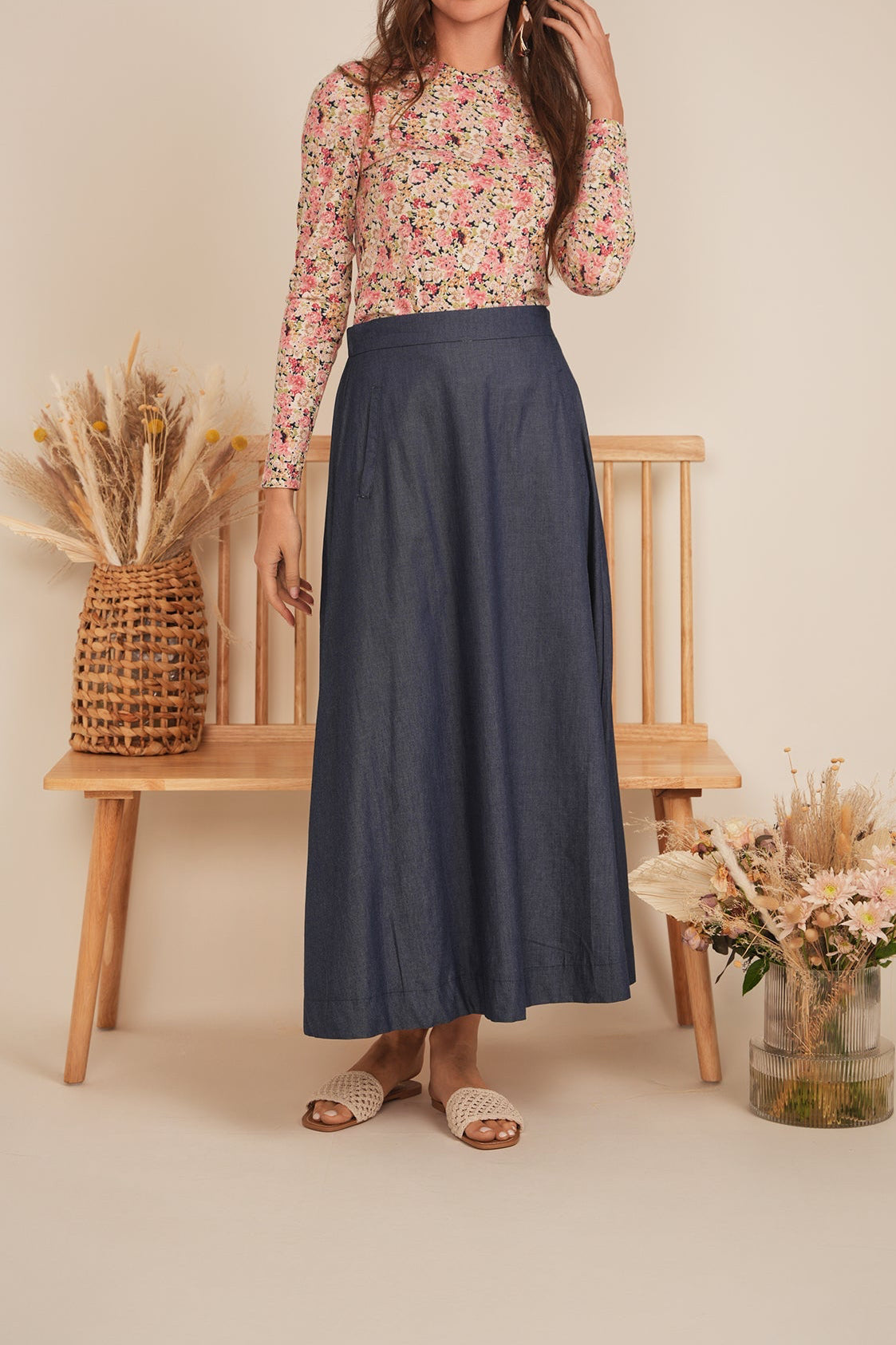 Susie Long Denim Skirt With Pockets