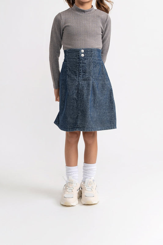 Gaby Rib Denim Skirt
