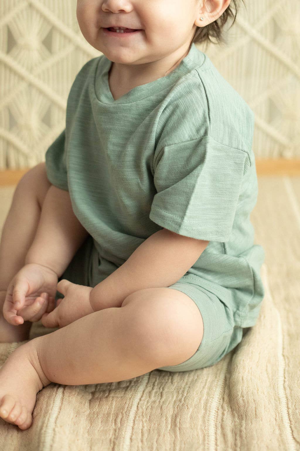 Wayne Emoji/Smiley face Short Sleeve Baby Lounge set