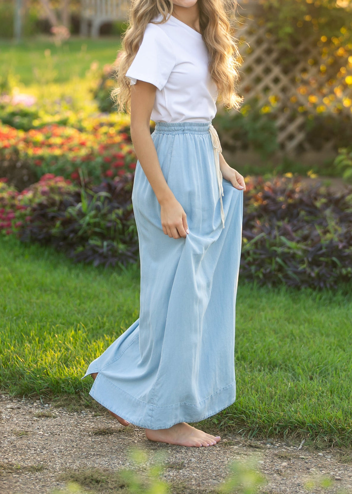 Cleo Chambray Tie Maxi Skirt